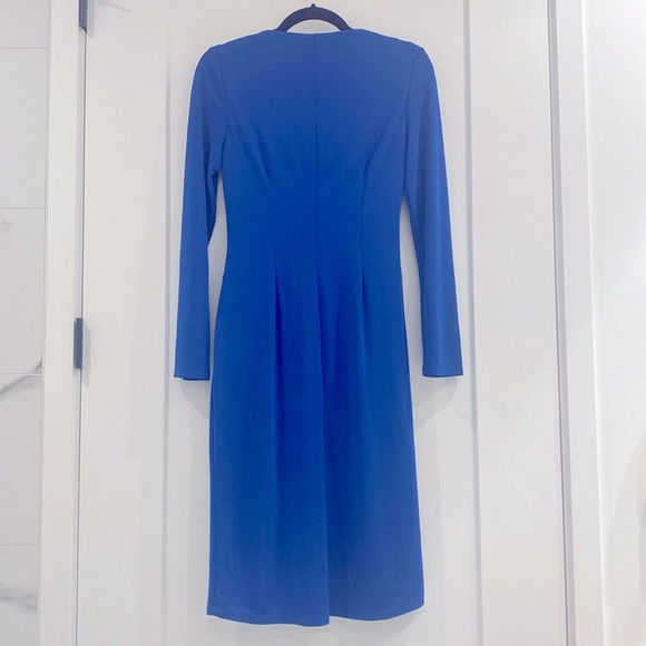 Temperley royal blue knee V-neck length dress NWOT UK 12/US 8 - Picture 2 of 5